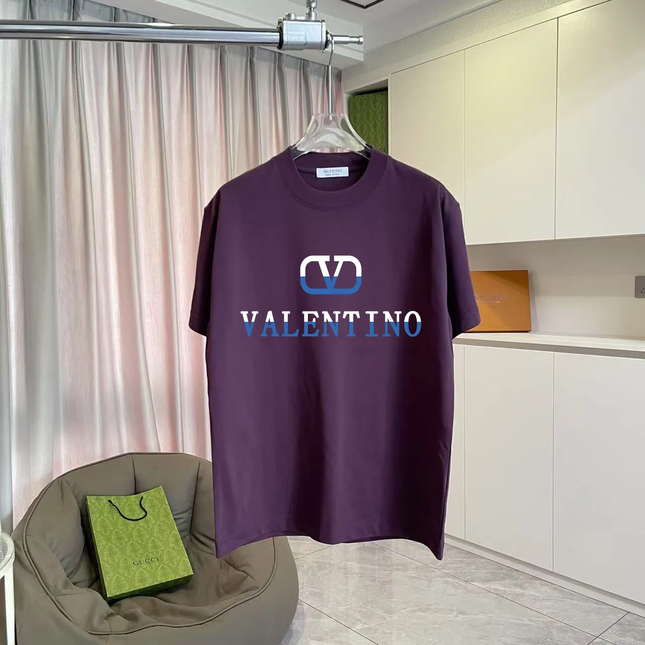 VALENTIN* 2026 New Arrival logo 300g T Same Style Size：S M L XL XXL ：Black White Purple Gray